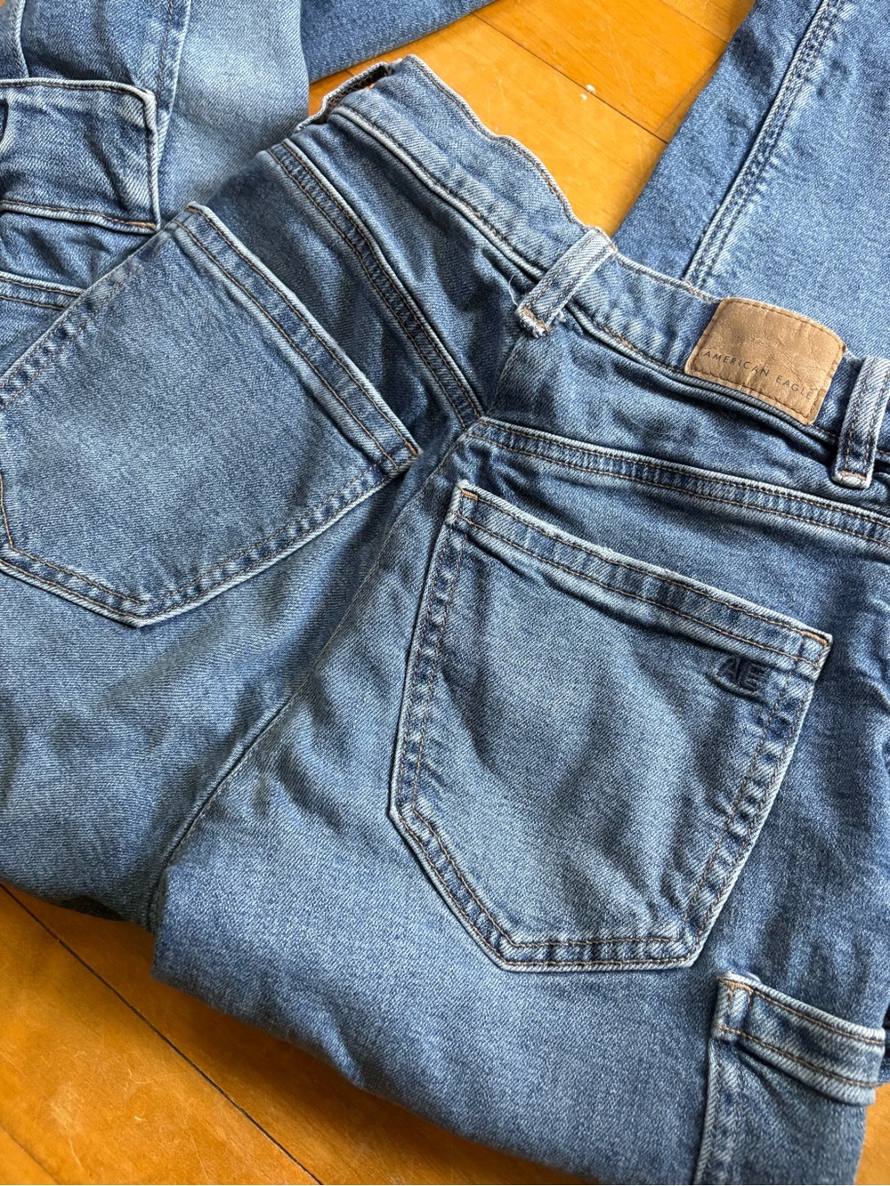 American Eagle Outfitters Blue Straight-Leg Cargo Jeans - Picture 3 of 6